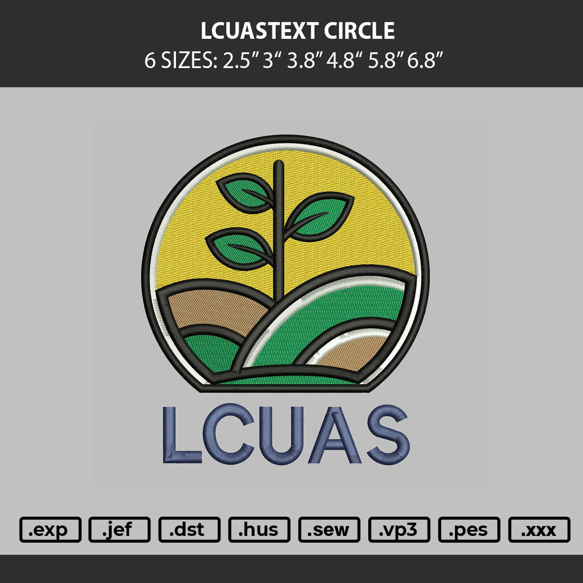 Lcuastext Circle Embroidery Machine Design File 6 sizes