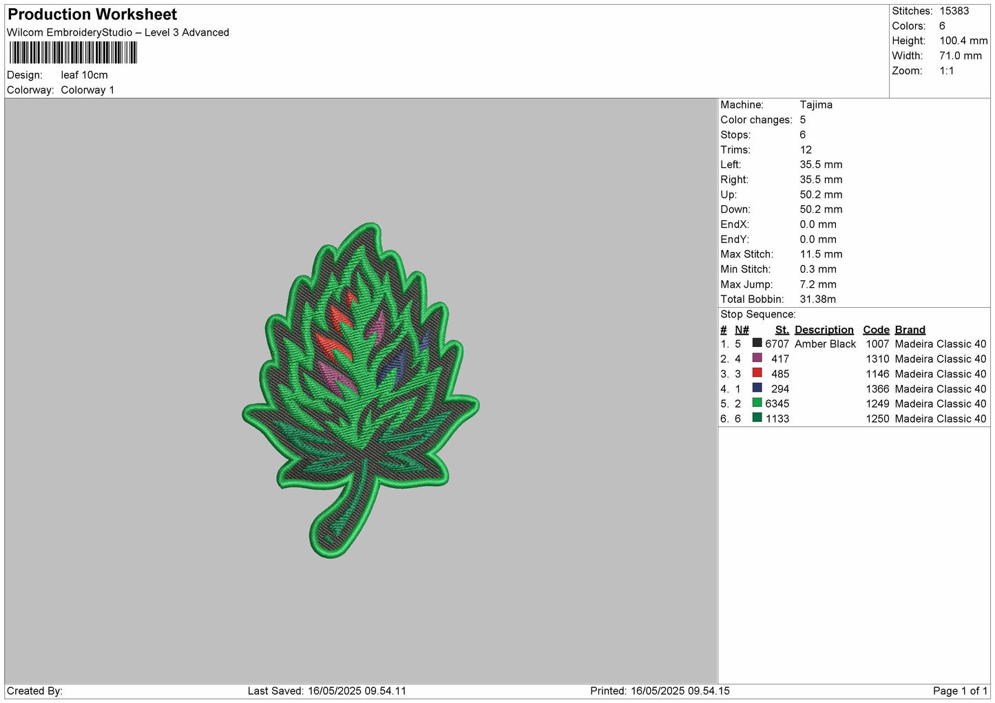 LEAF Embroidery files
