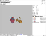 Leaf Heart Embroidery File 4 size