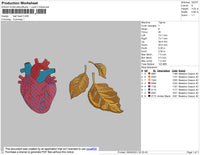 Leaf Heart Embroidery File 4 size