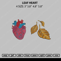 Leaf Heart Embroidery File 4 size