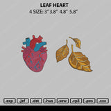 Leaf Heart Embroidery File 4 size