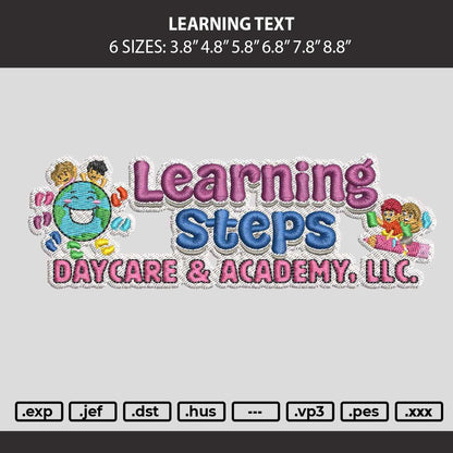 Learning Text Embroidery Machine Design File 6 sizes