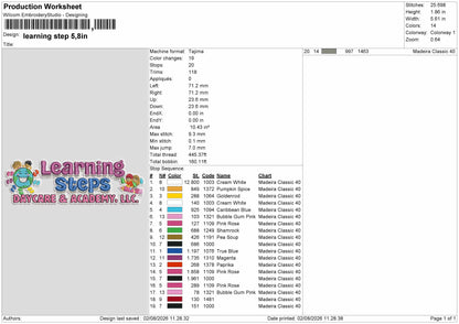 Learning Text Embroidery Machine Design File 6 sizes