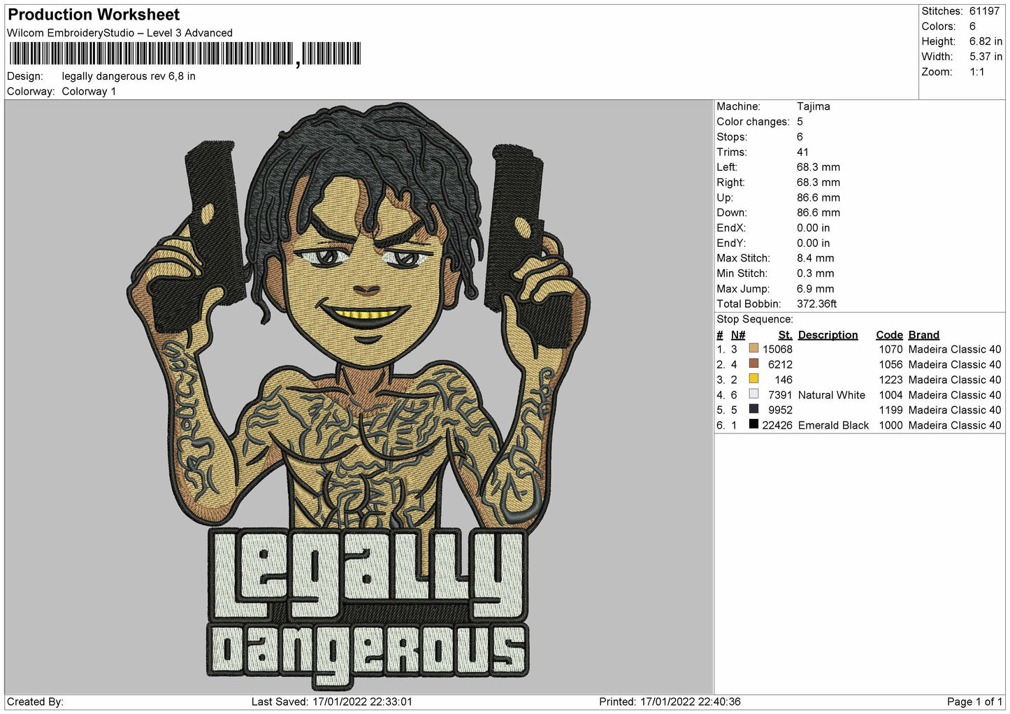 Legally Dangerous Embroidery File 4 size