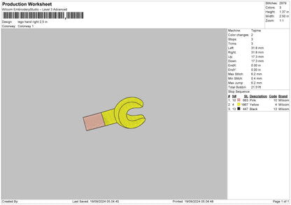 Hand Right Left Embroidery File 6 sizes