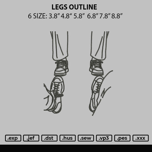 Legs Outline Embroidery File 6 sizes