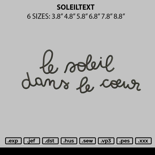 Soleiltext Embroidery File 6 sizes