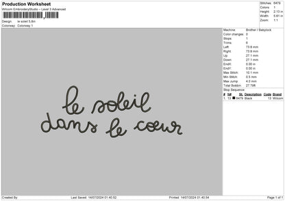 Soleiltext Embroidery File 6 sizes