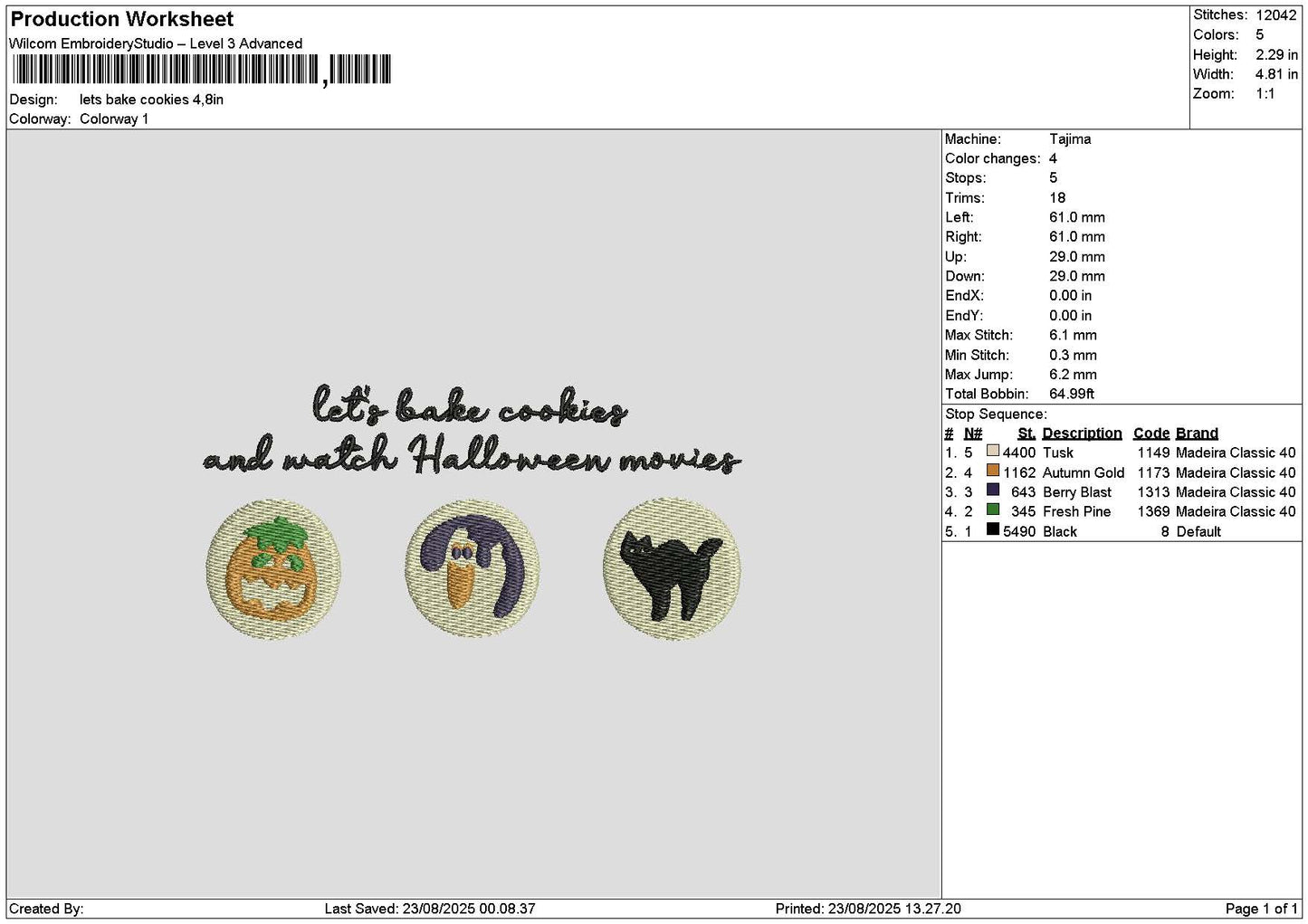 Cookies2308 Embroidery File 6 sizes