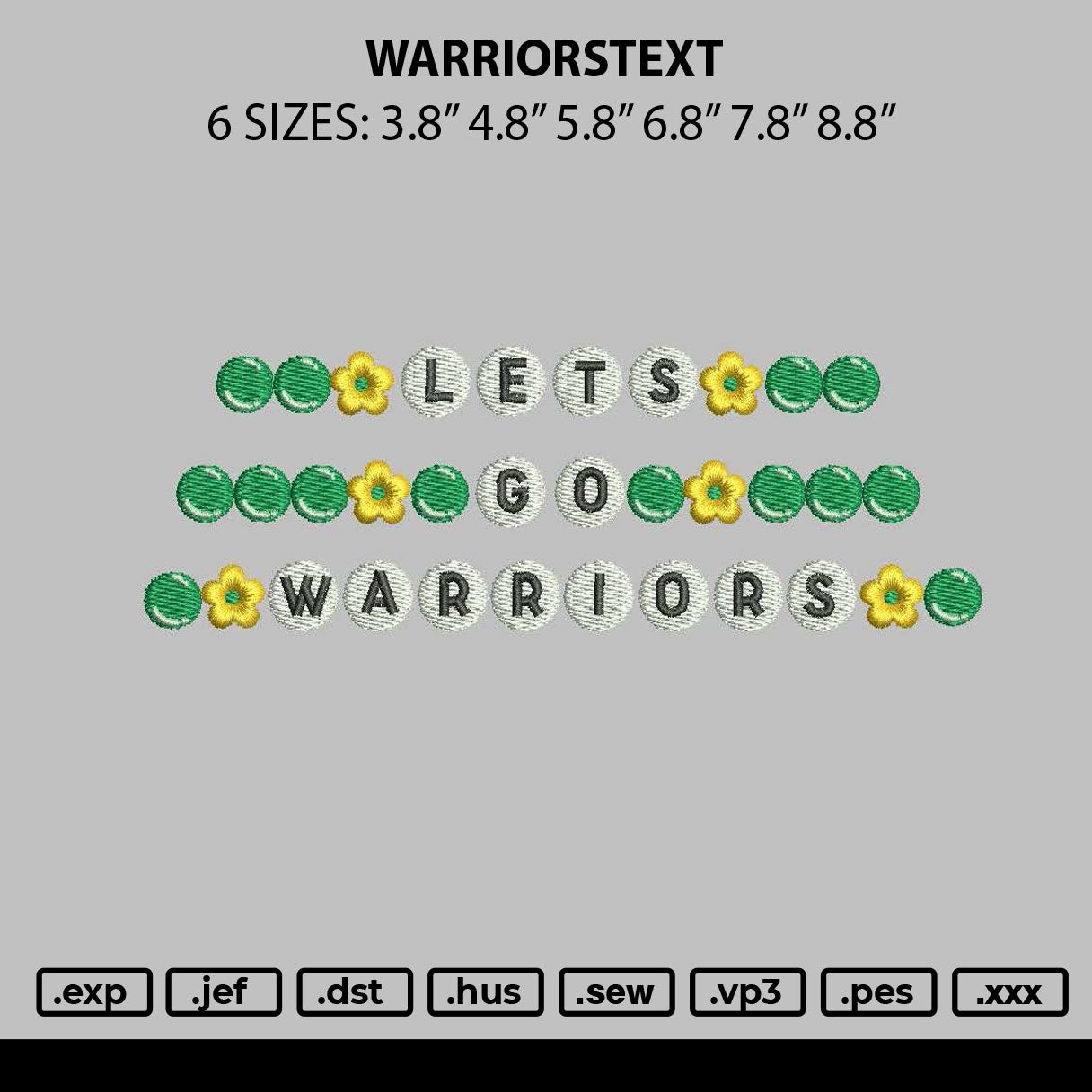 Warrirostext Embroidery File 6 sizes