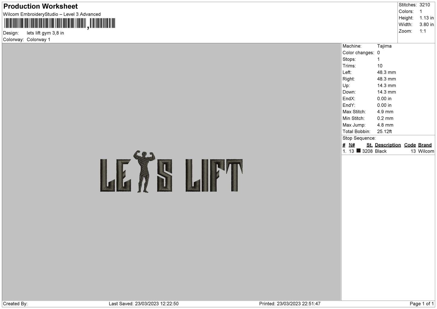 Lets Lift Embroidery File 6 sizes