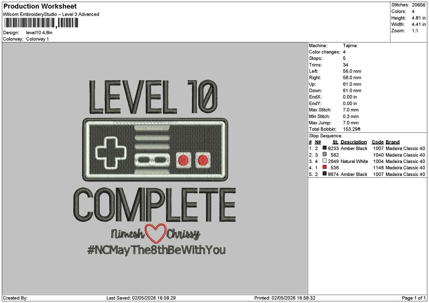 Level 10 Embroidery File 6 sizes