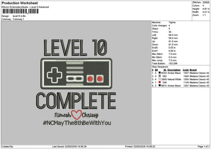 Level 10 Embroidery File 6 sizes