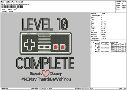 Level 10 Embroidery File 6 sizes