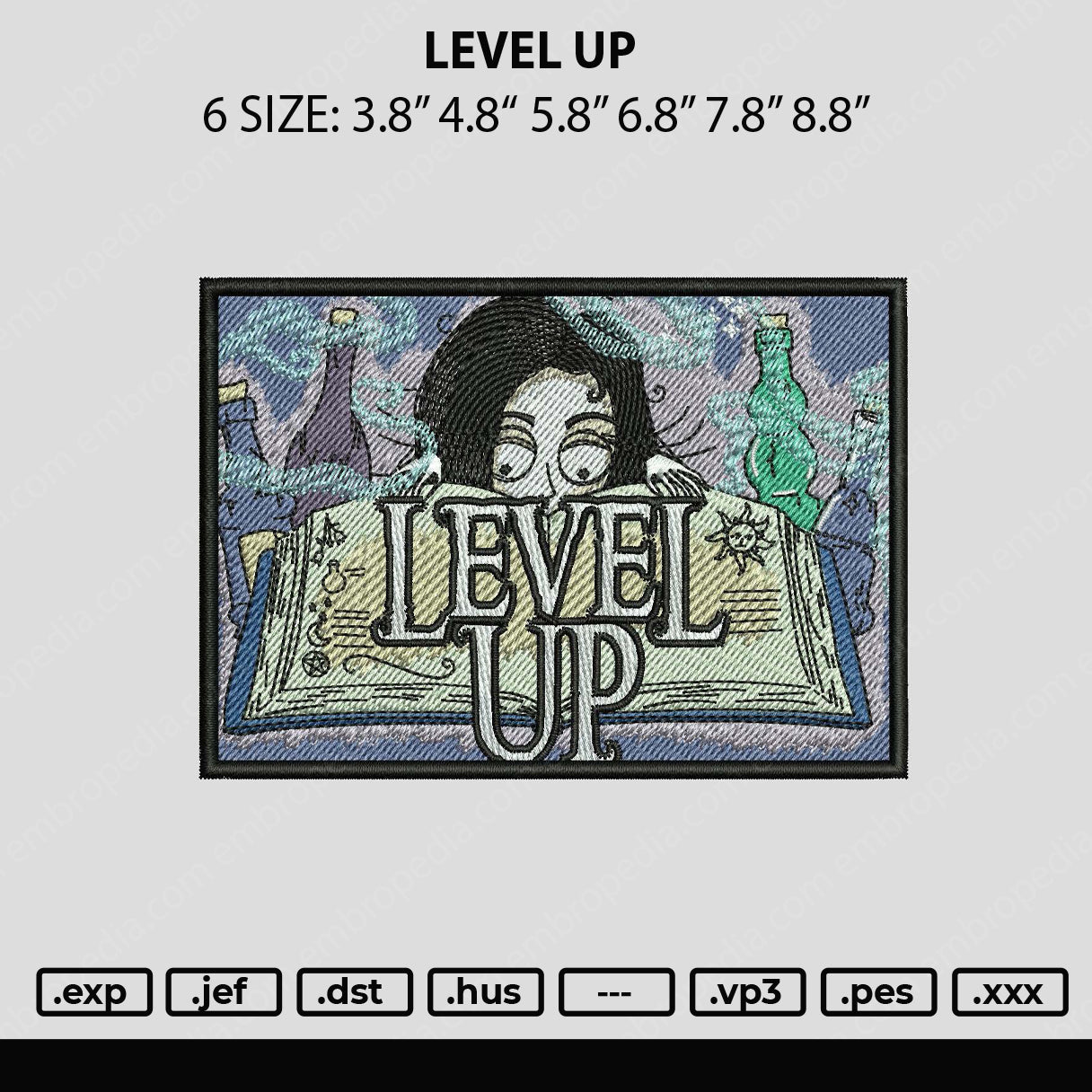 Level Up Embroidery File 6 sizes