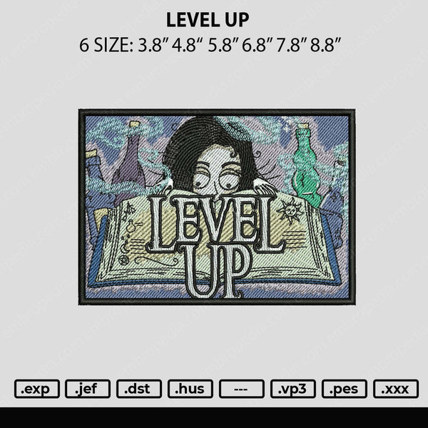Level Up Embroidery File 6 sizes