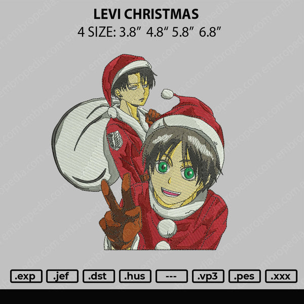 Levi Christmas Embroidery File 4 size