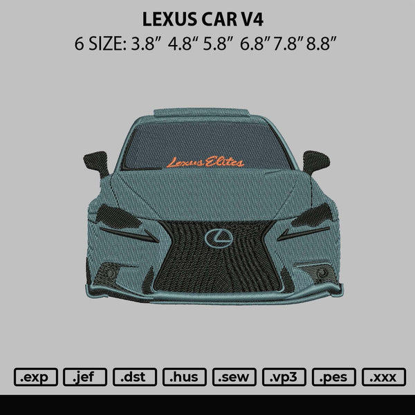 Lexus Car V4 Embroidery File 6 sizes