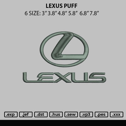 Lexus Puff Embroidery File 6 sizes