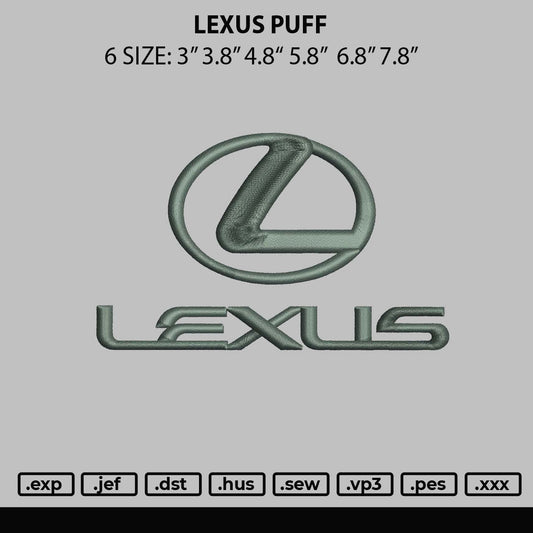 Lexus Puff Embroidery File 6 sizes