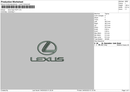 Lexus Puff Embroidery File 6 sizes