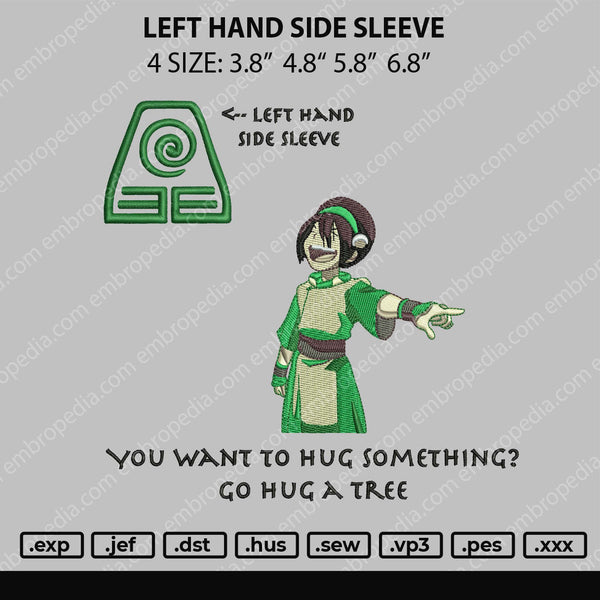Left Hand Side Embroidery File 4 size