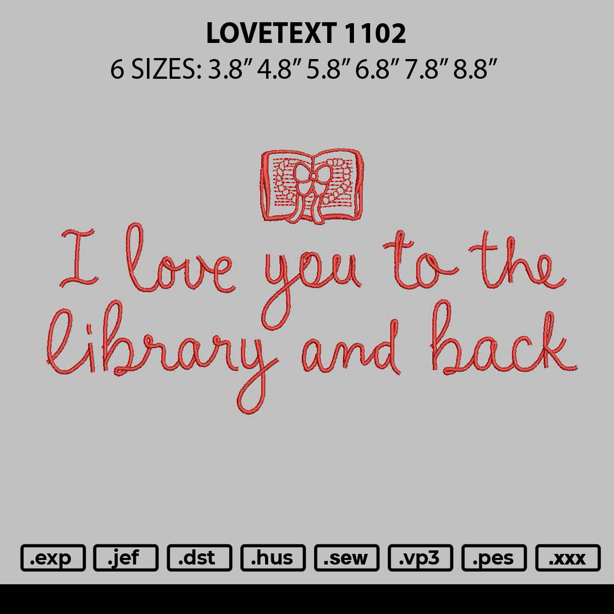 Lovetext 1102 Embroidery File 6 sizes