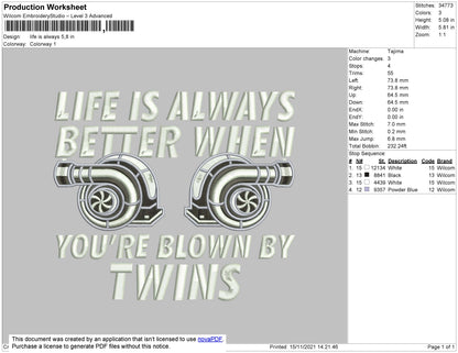 Life Is Always Embroidery File 4 size