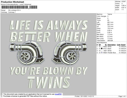 Life Is Always Embroidery File 4 size