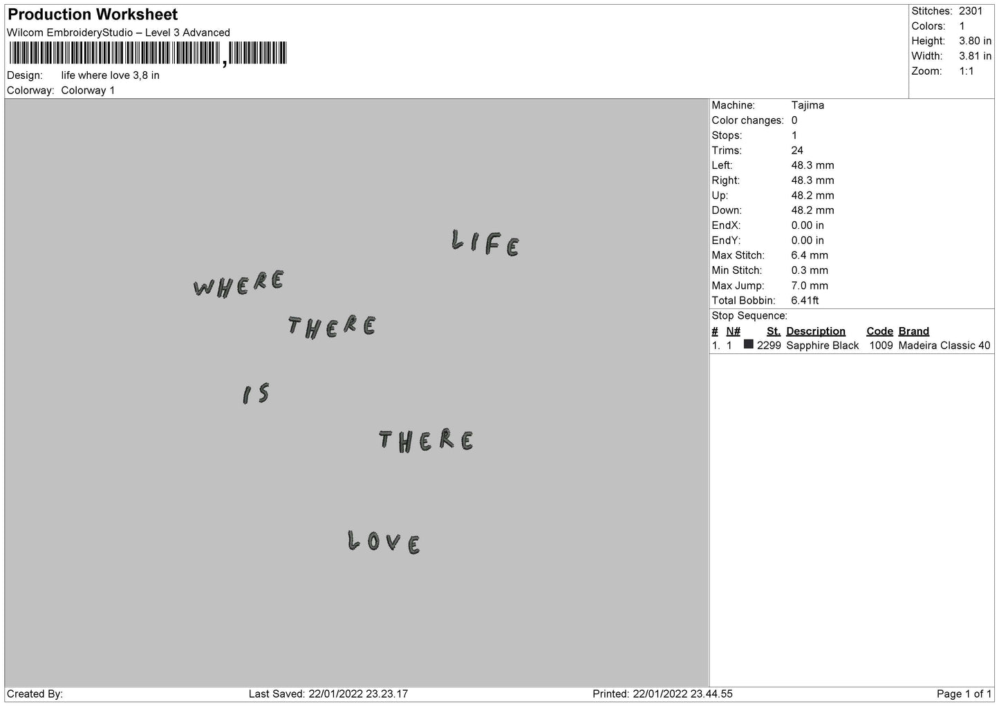 Life Where Love Embroidery FIle 4 size