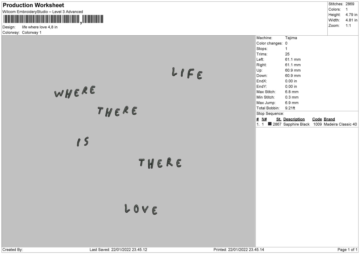 Life Where Love Embroidery FIle 4 size