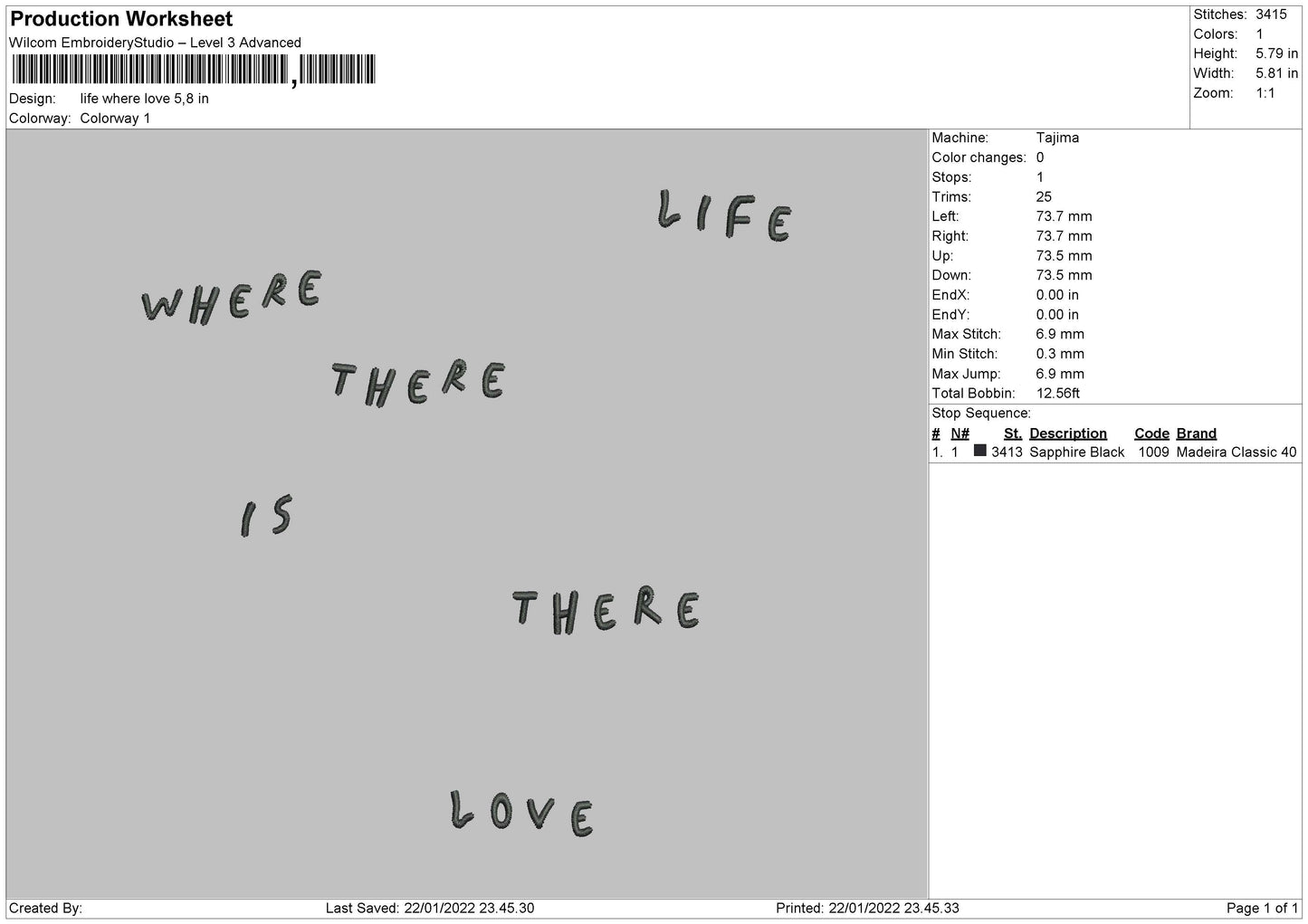 Life Where Love Embroidery FIle 4 size