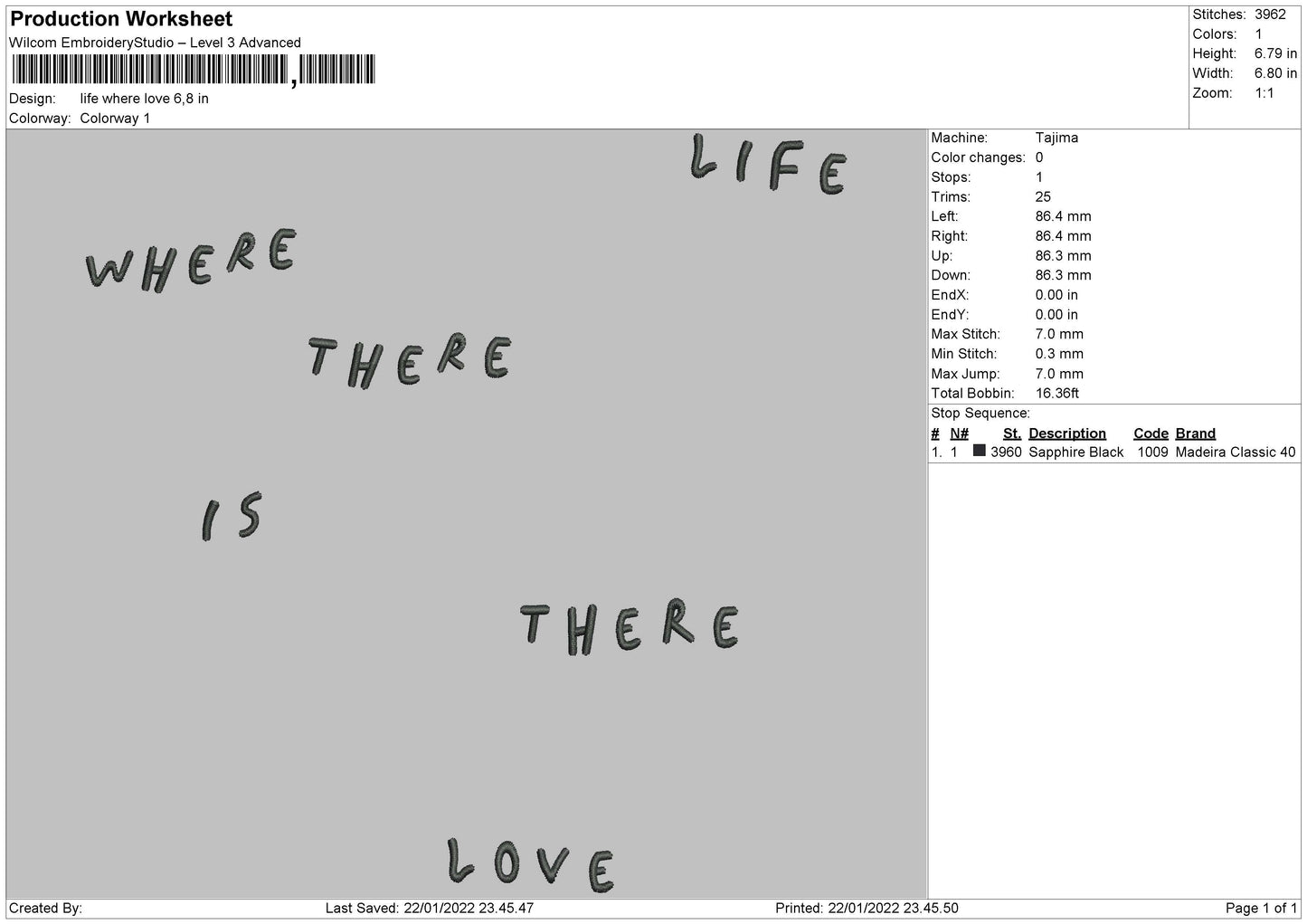 Life Where Love Embroidery FIle 4 size
