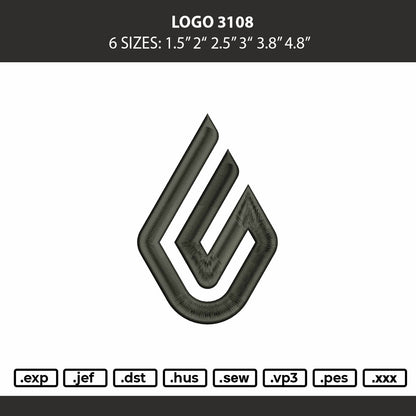 Logo 3108 Embroidery Machine Design File 6 sizes