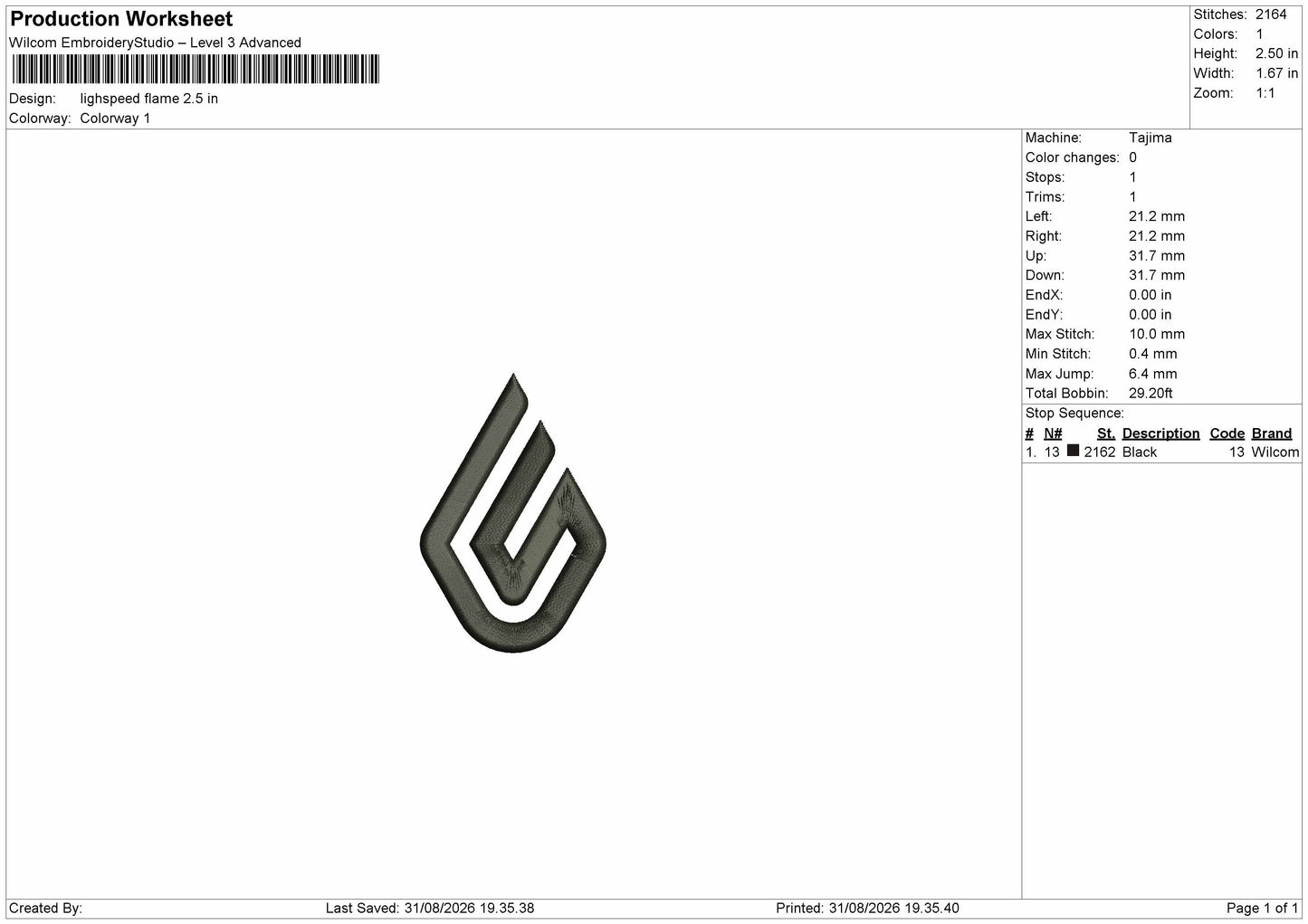 Logo 3108 Embroidery Machine Design File 6 sizes