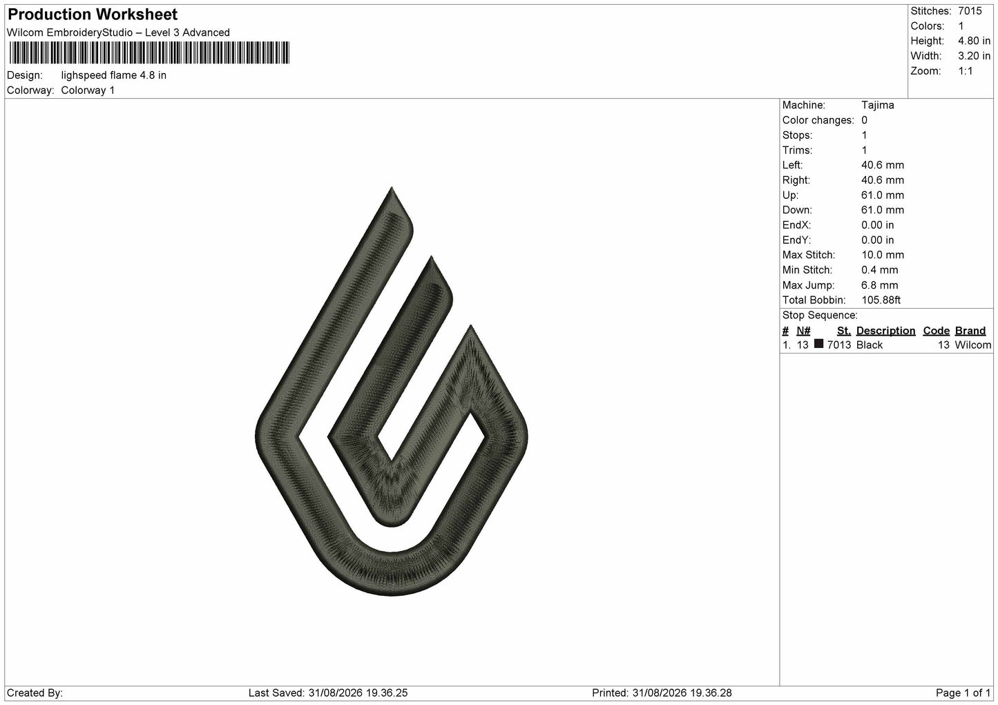 Logo 3108 Embroidery Machine Design File 6 sizes
