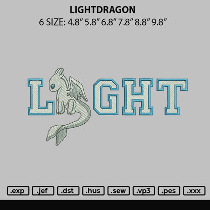 Lightdragon Embroidery File 6 sizes