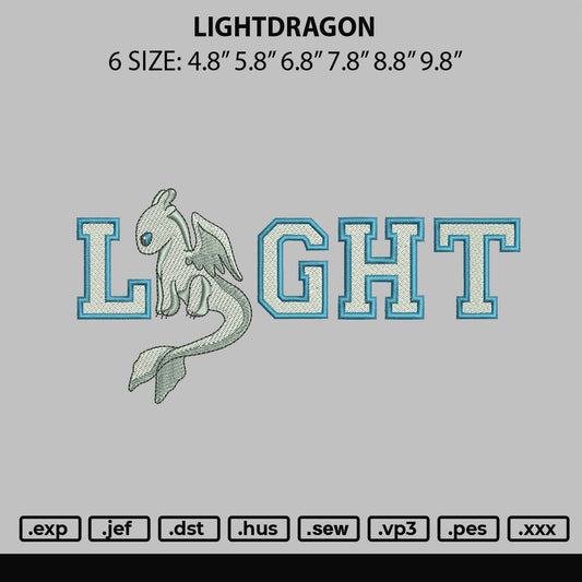 Lightdragon Embroidery File 6 sizes