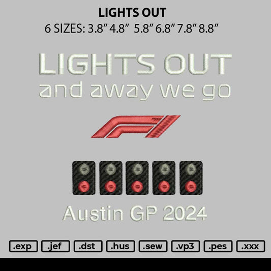 Lights Out Embroidery File 6 sizes