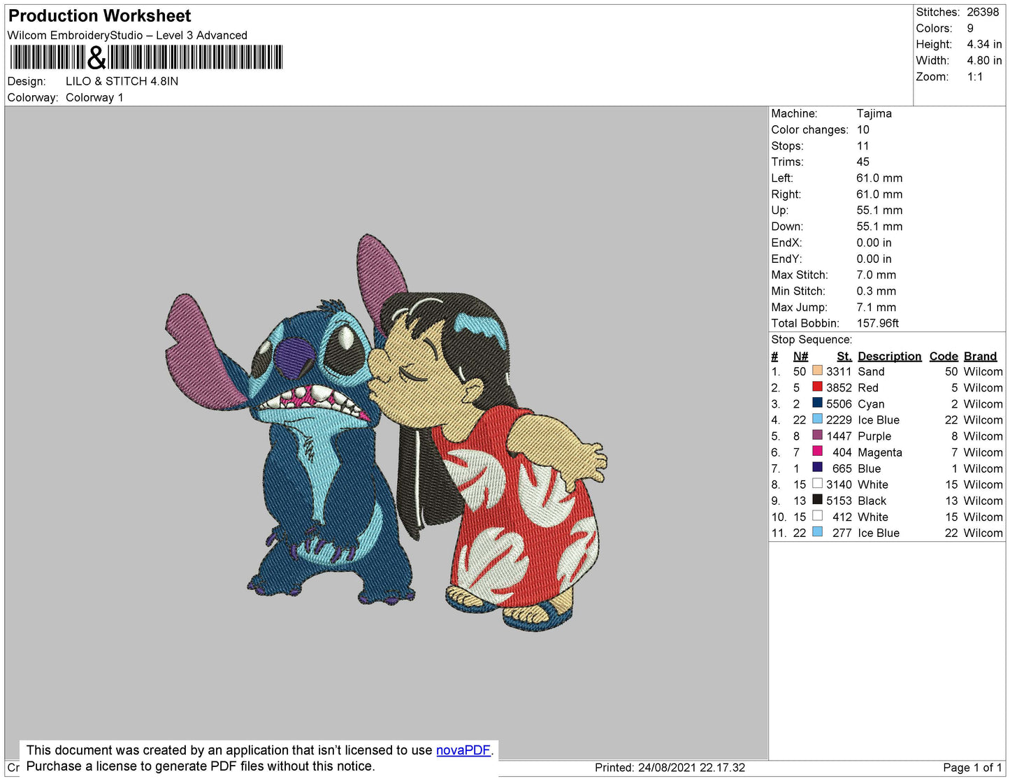 Lilo N Stitch Embroidery File 5 size