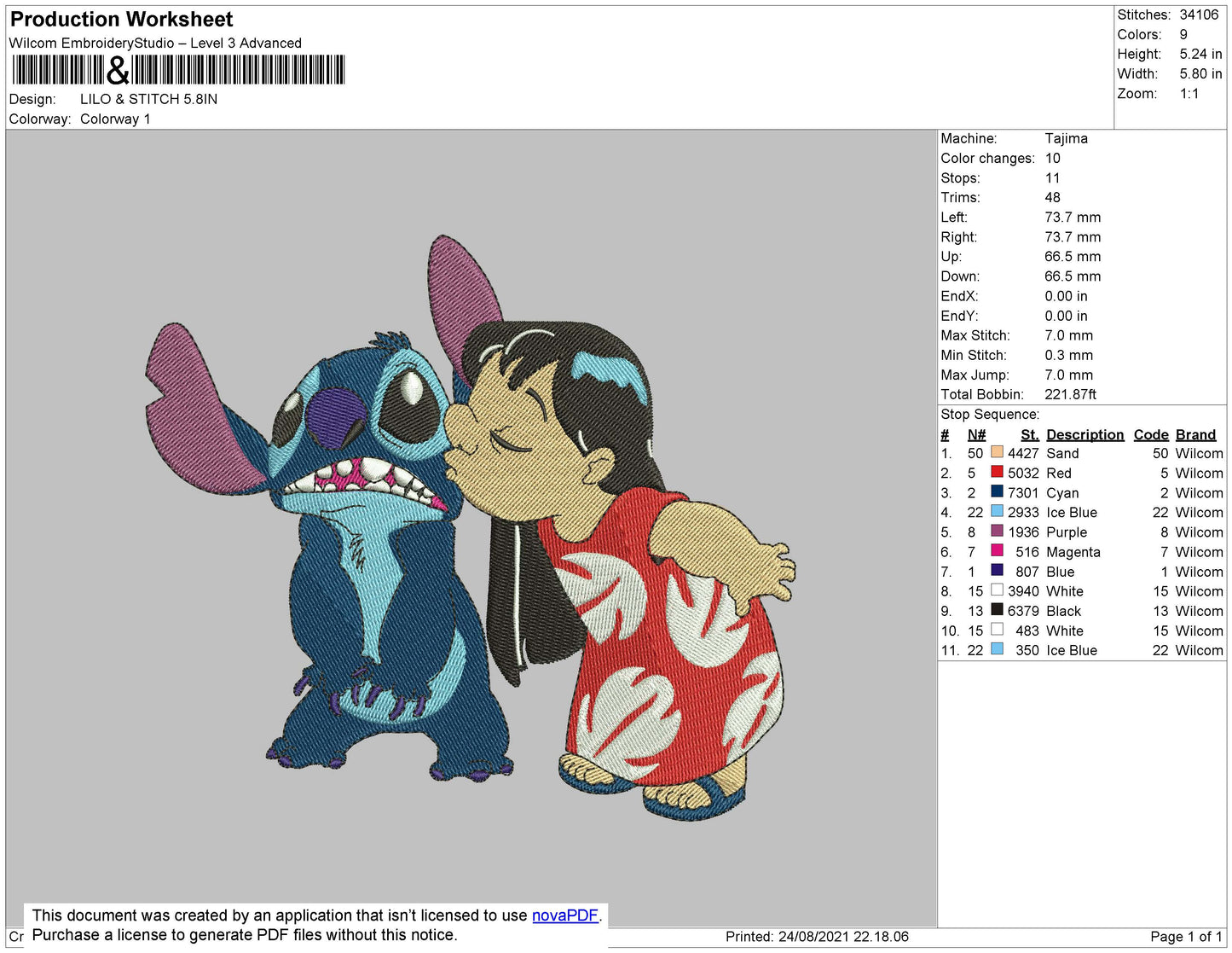 Lilo N Stitch Embroidery File 5 size