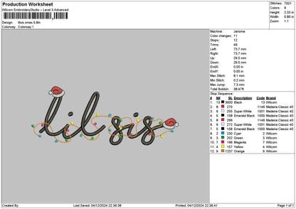 Lilsis Xmas Embroidery File 6 sizes