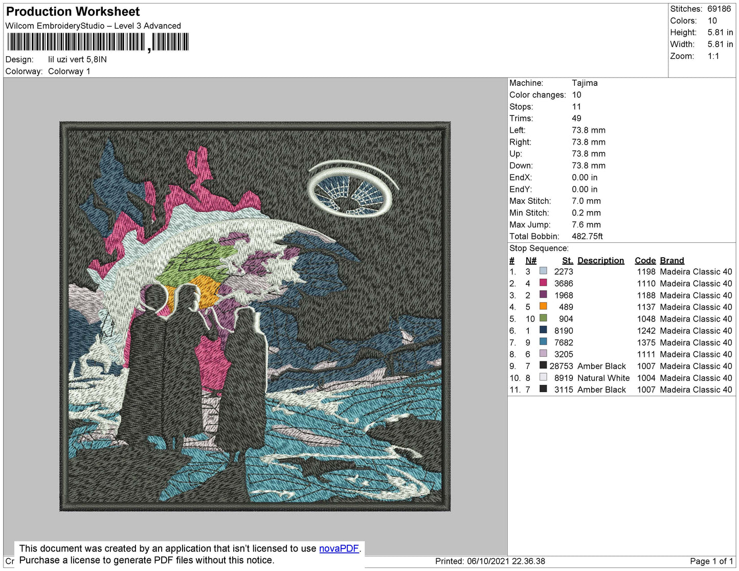 Lil Uzi Vert Embroidery File 4 size