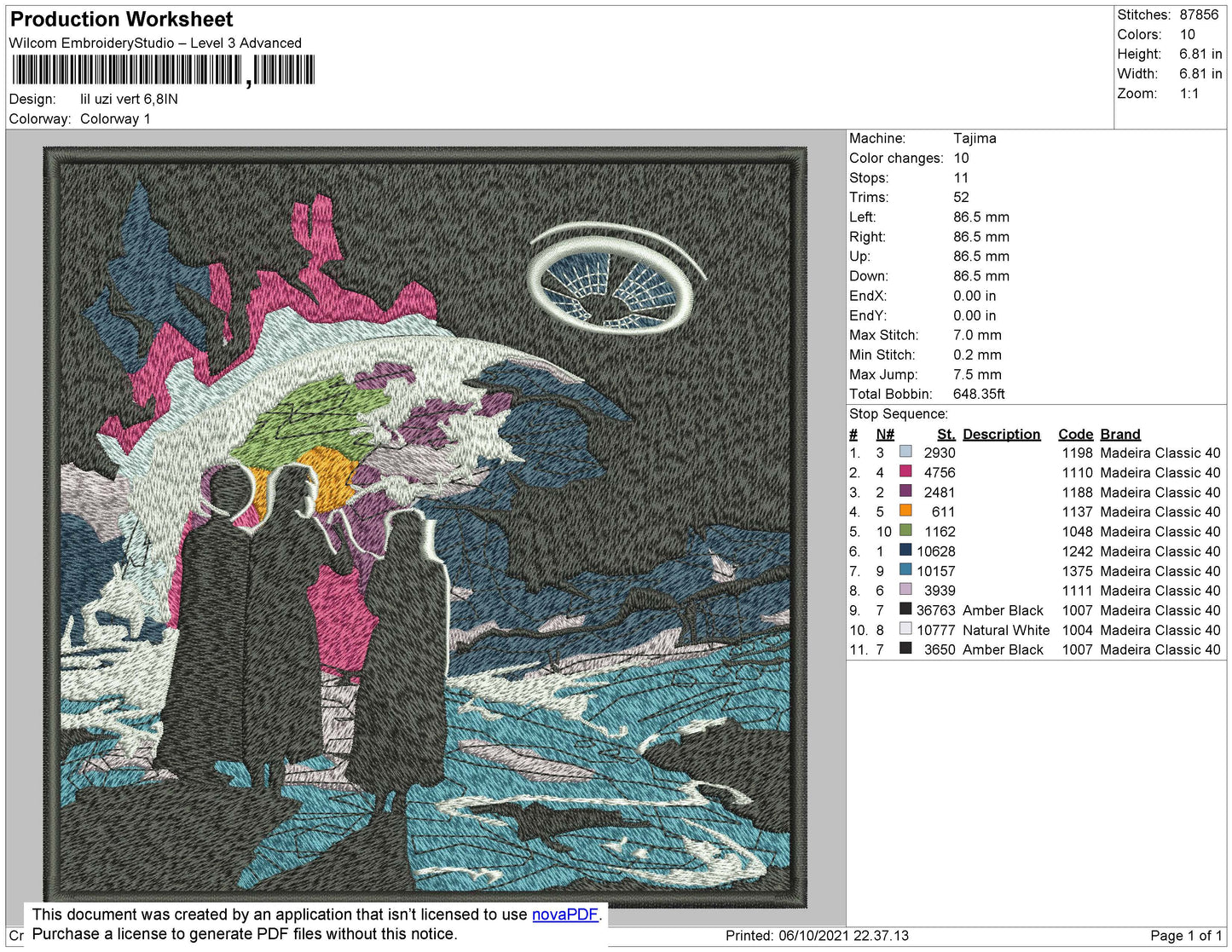 Lil Uzi Vert Embroidery File 4 size