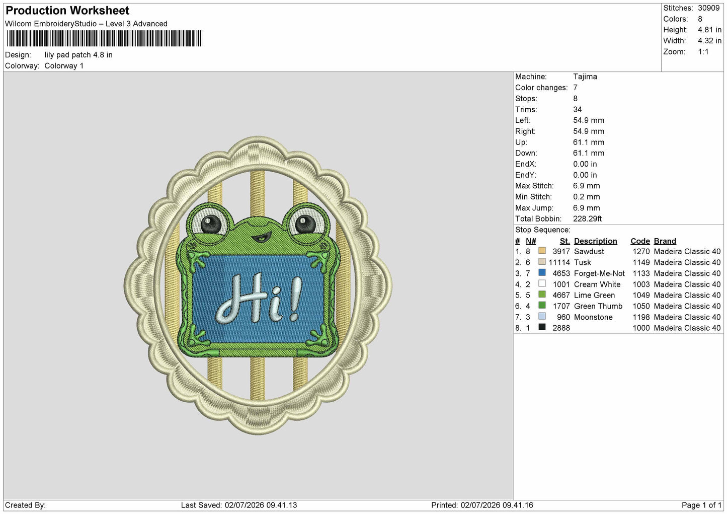 Frog Pad Patch Embroidery Machine Design File 6 sizes