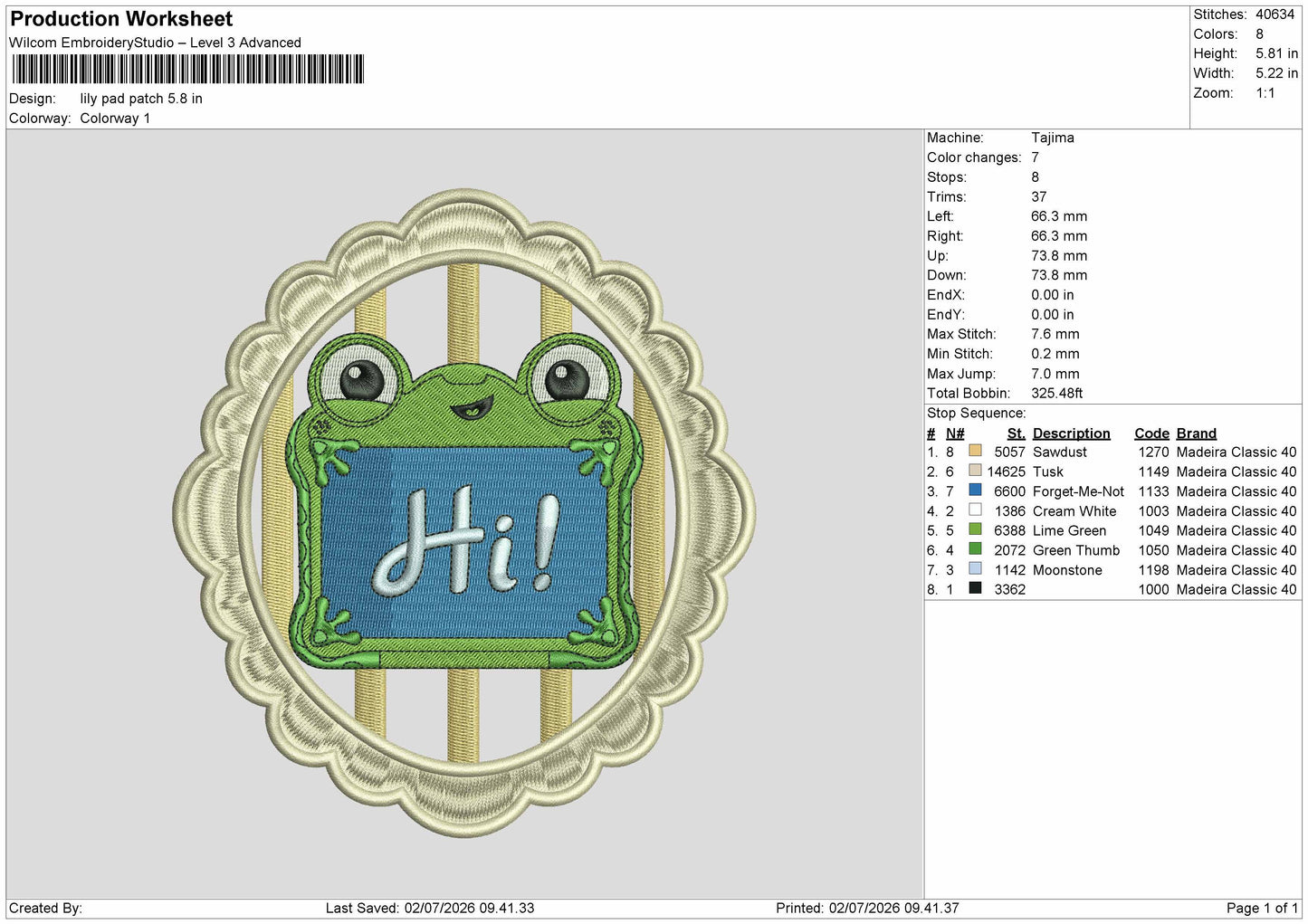 Frog Pad Patch Embroidery Machine Design File 6 sizes