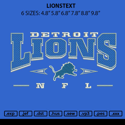 Lionstext Embroidery File 6 sizes