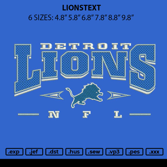 Lionstext Embroidery File 6 sizes