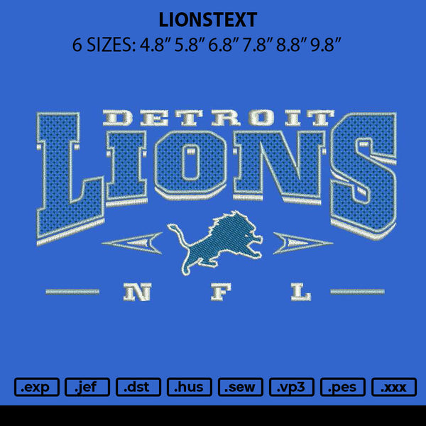Lionstext Embroidery File 6 sizes